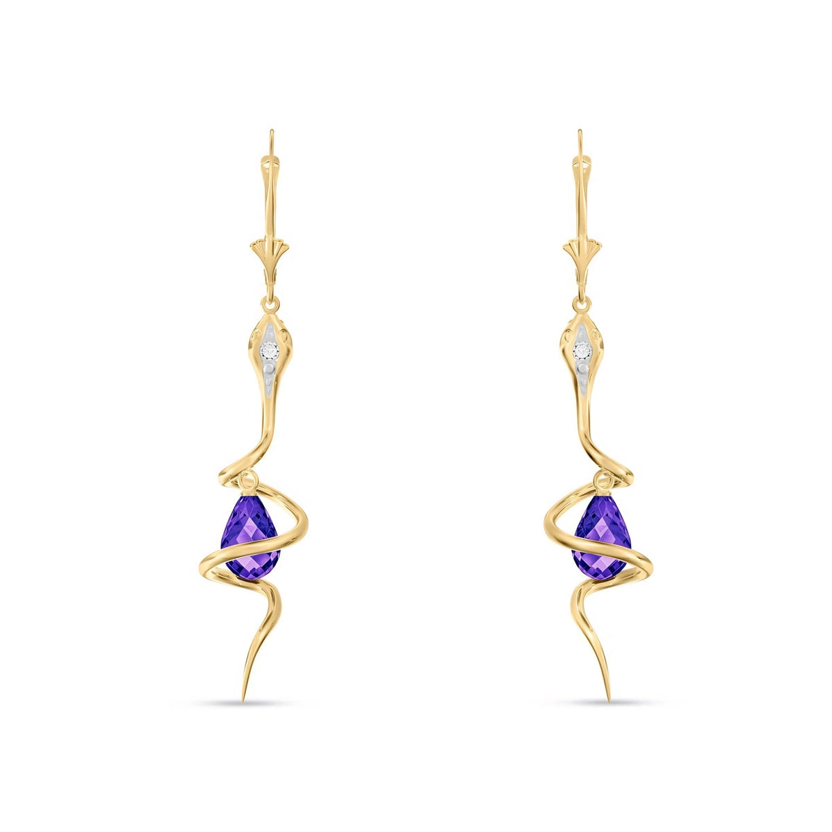 Yellow Gold Earrings Amethyst 10K — Gioia