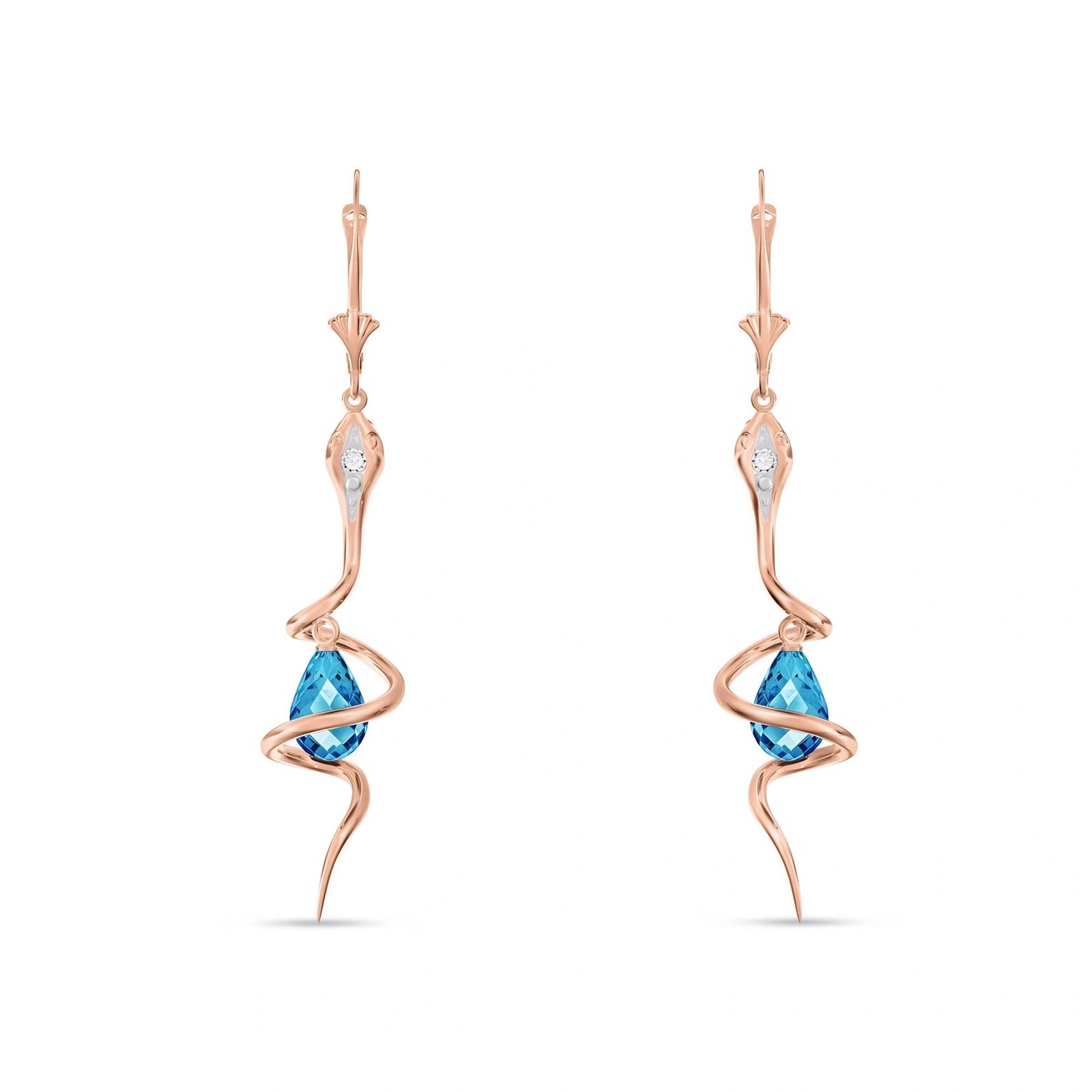 Rose Gold Earrings Blue Topaz 10K — Gioia