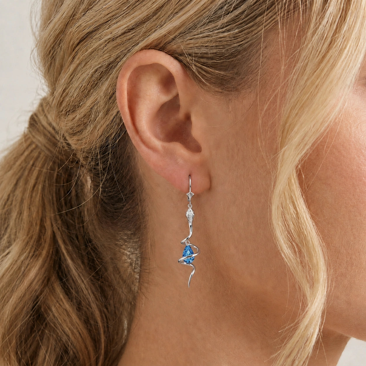 White Gold Earrings Blue Topaz 10K — Gioia