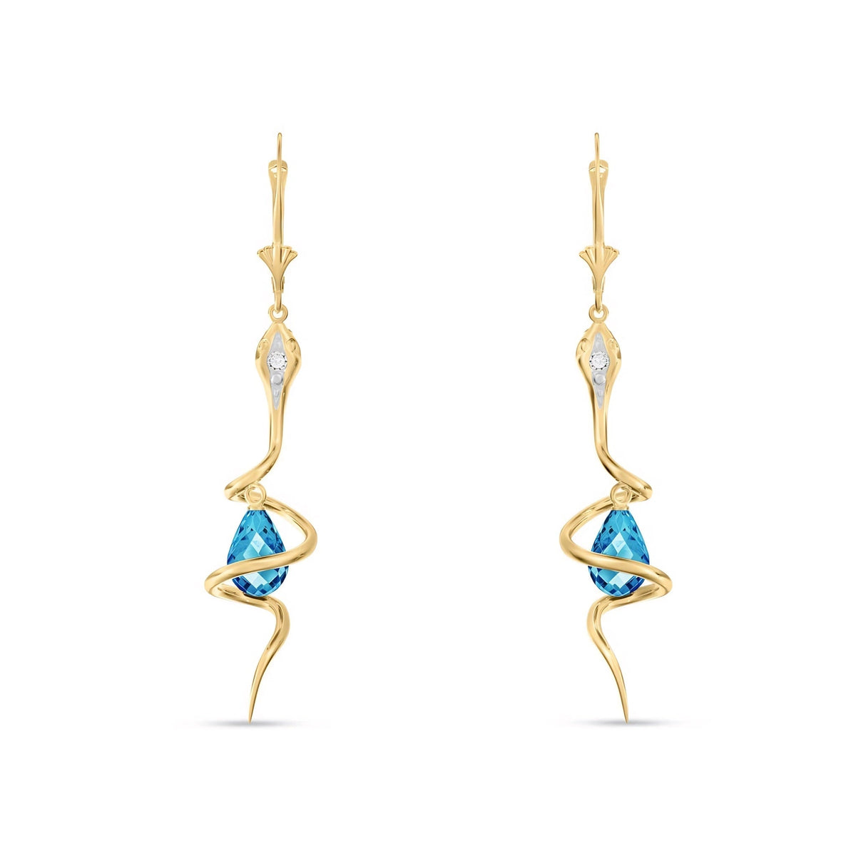 Yellow Gold Earrings Blue Topaz 10K — Gioia
