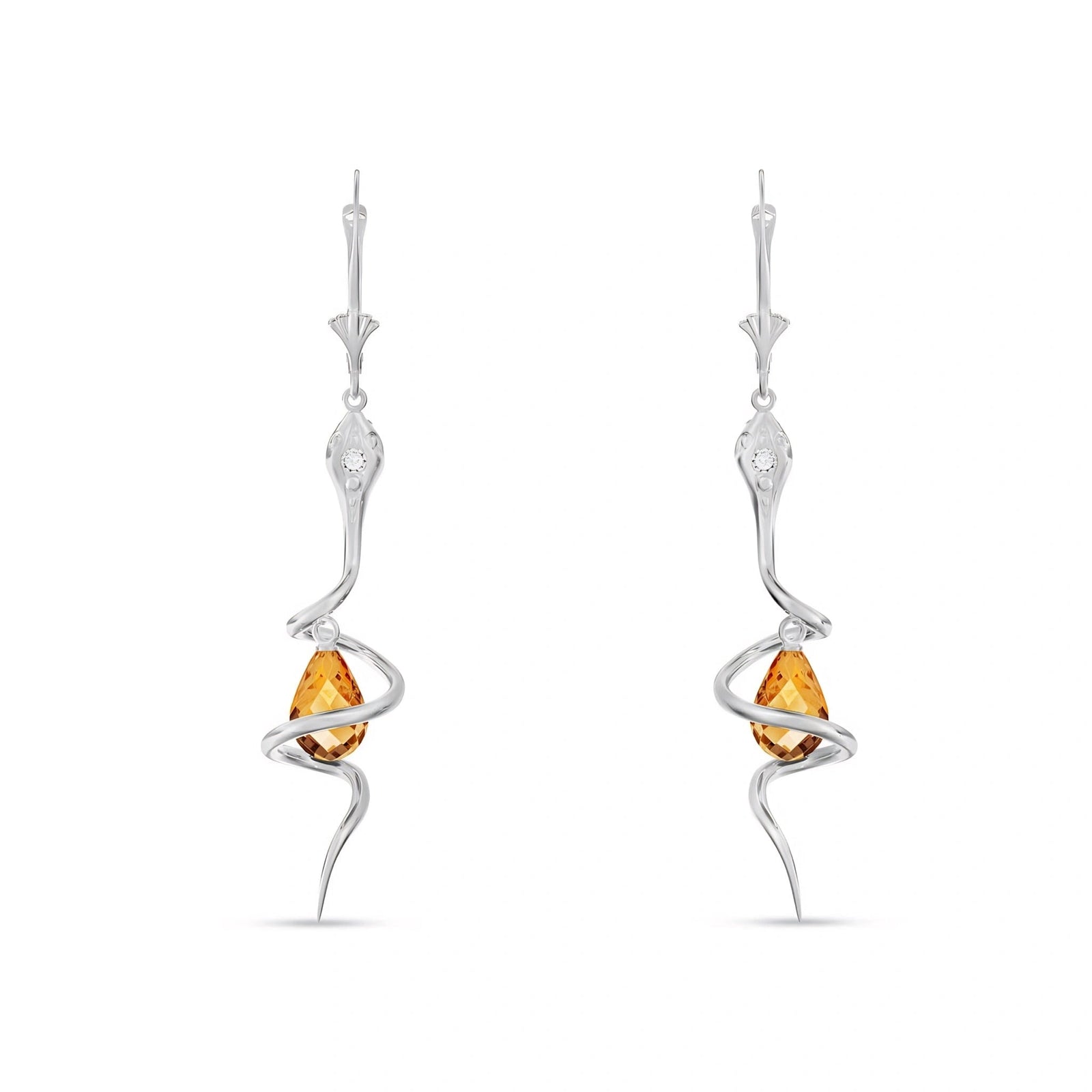 White Gold Earrings Citrine 10K — Gioia