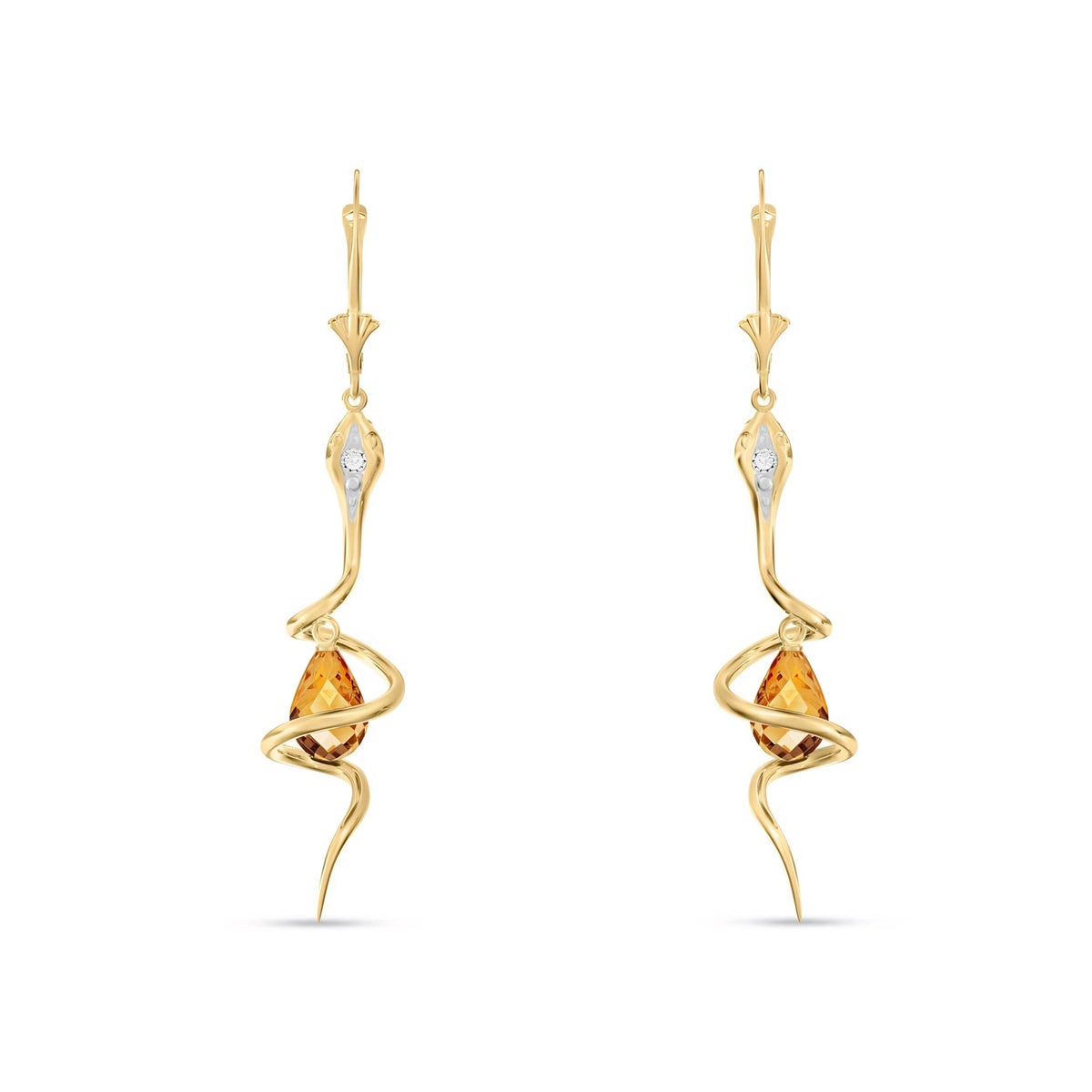 Yellow Gold Earrings Citrine 10K — Gioia