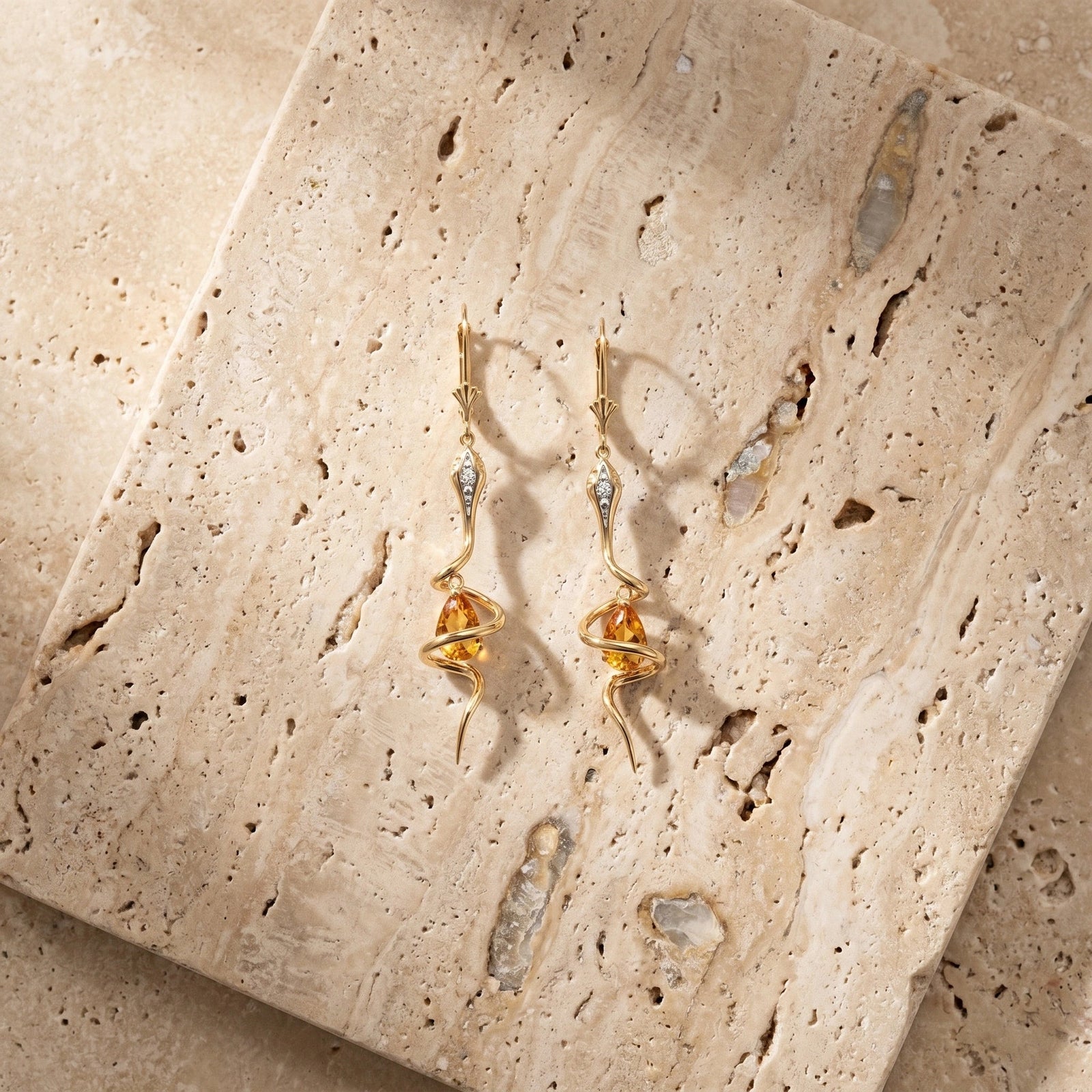 Yellow Gold Earrings Citrine 10K — Gioia