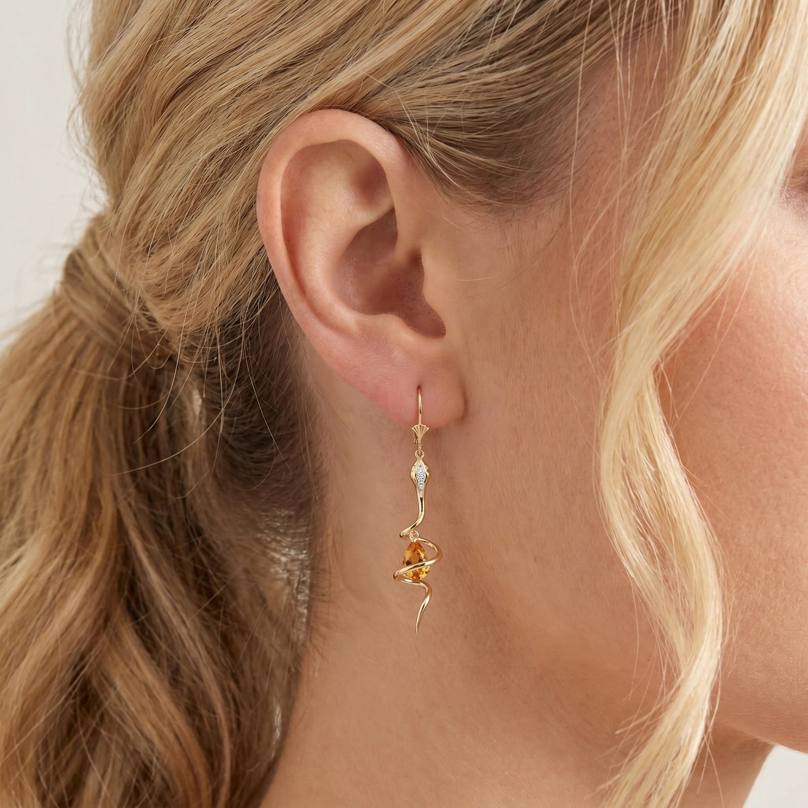 Yellow Gold Earrings Citrine 10K — Gioia