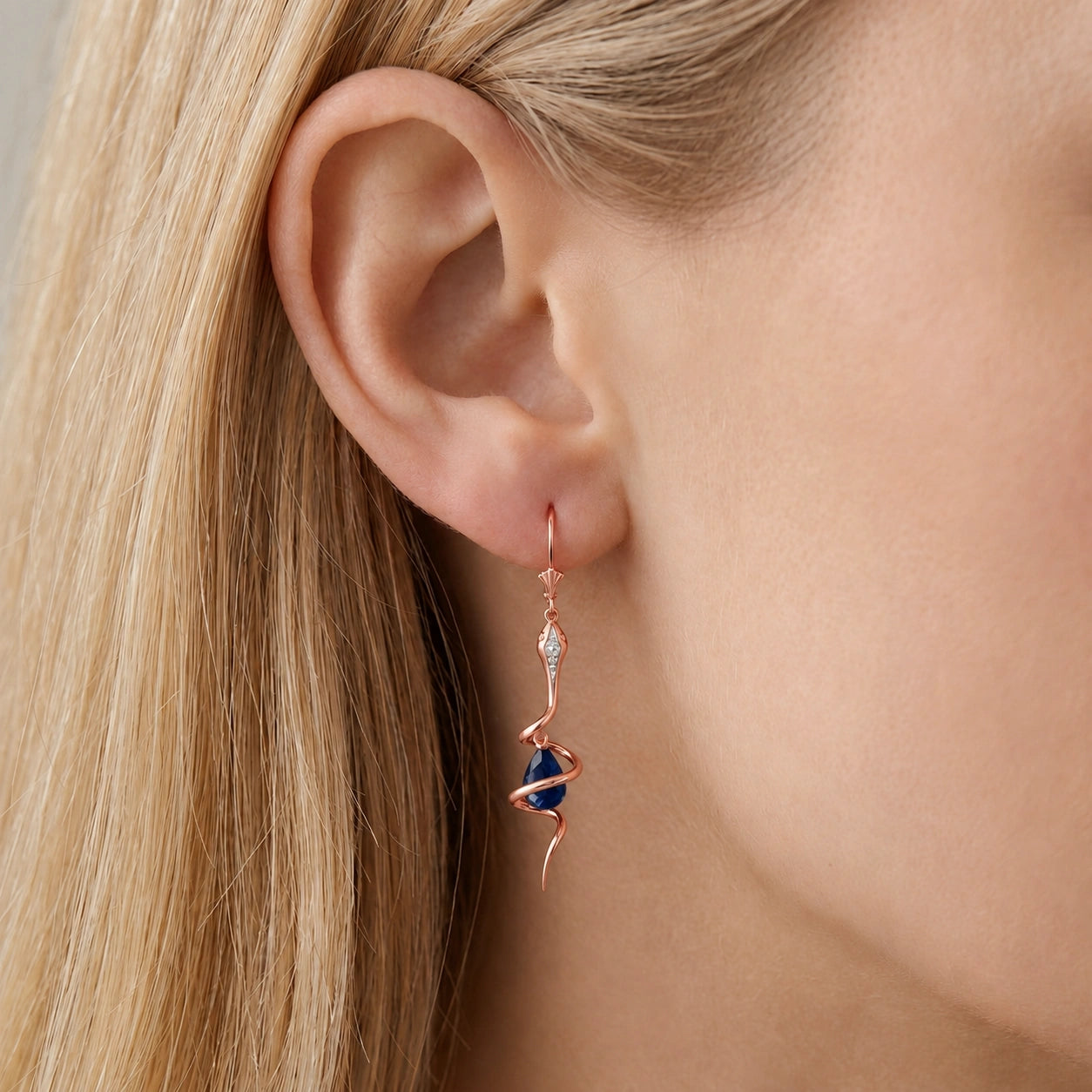 Rose Gold Earrings Green Sapphire 10K — Gioia