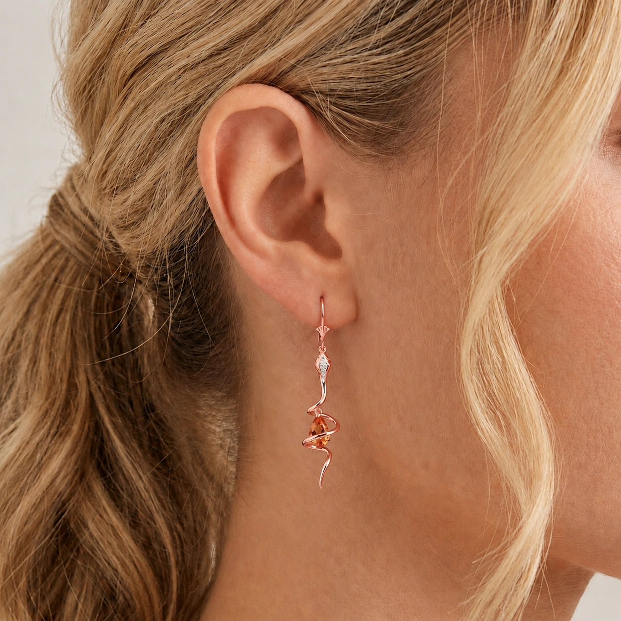 Rose Gold Earrings Green Sapphire 10K — Gioia
