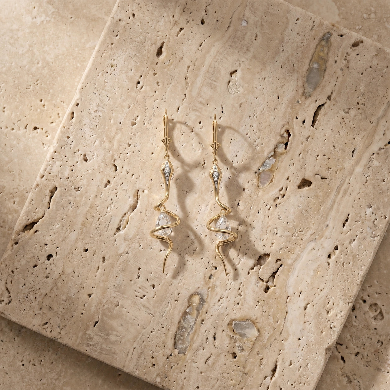 Yellow Gold Earrings Green Amethyst 10K — Gioia
