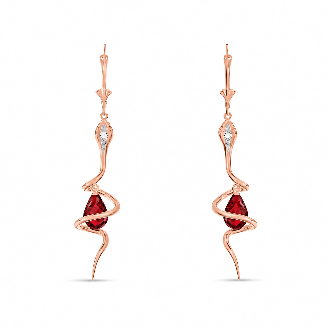 Rose Gold Earrings Garnet 10K — Gioia