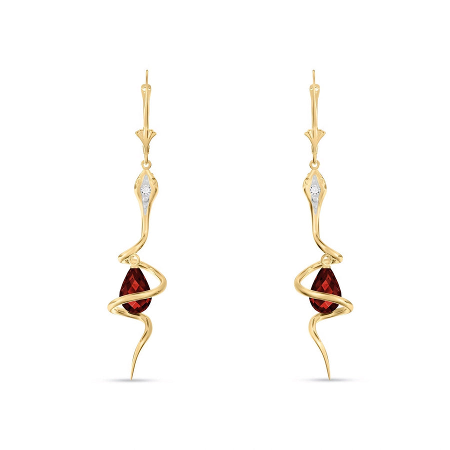Yellow Gold Earrings Garnet 10K — Gioia