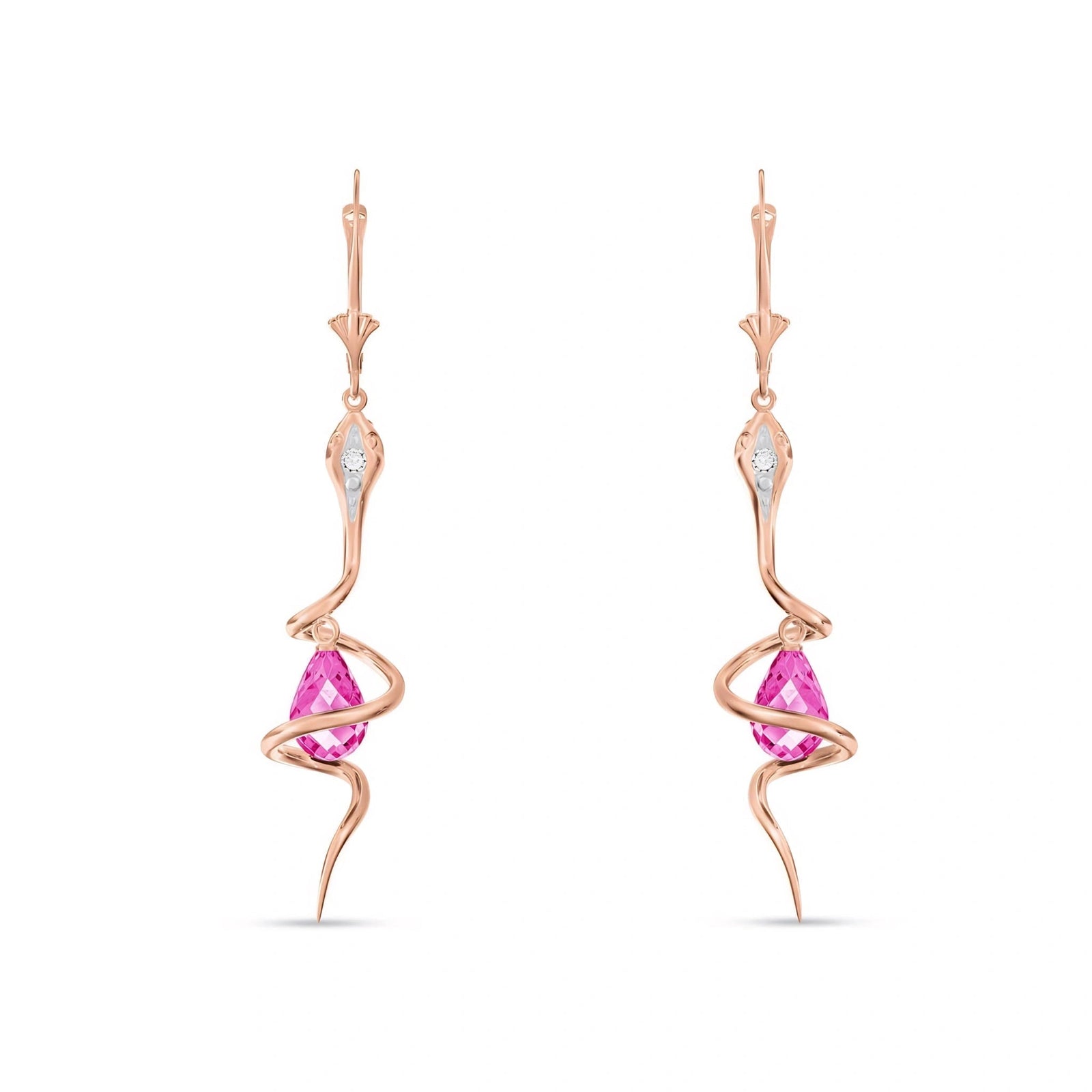 Rose Gold Earrings Pink Topaz 10K — Gioia
