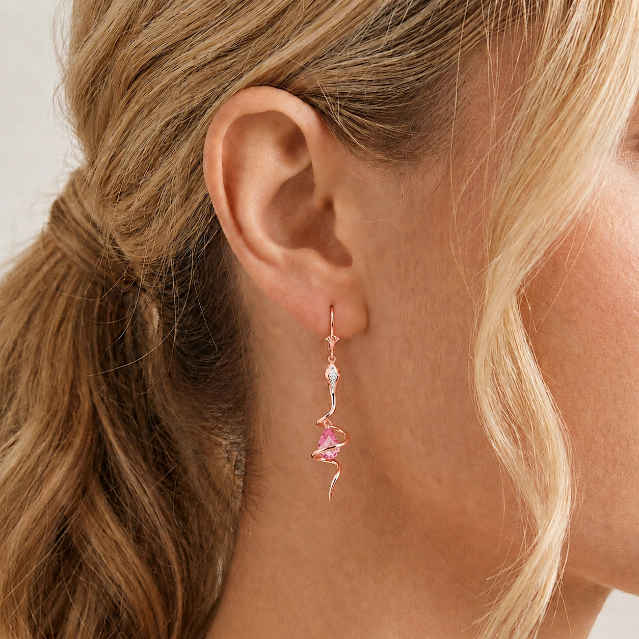 Rose Gold Earrings Pink Topaz 10K — Gioia