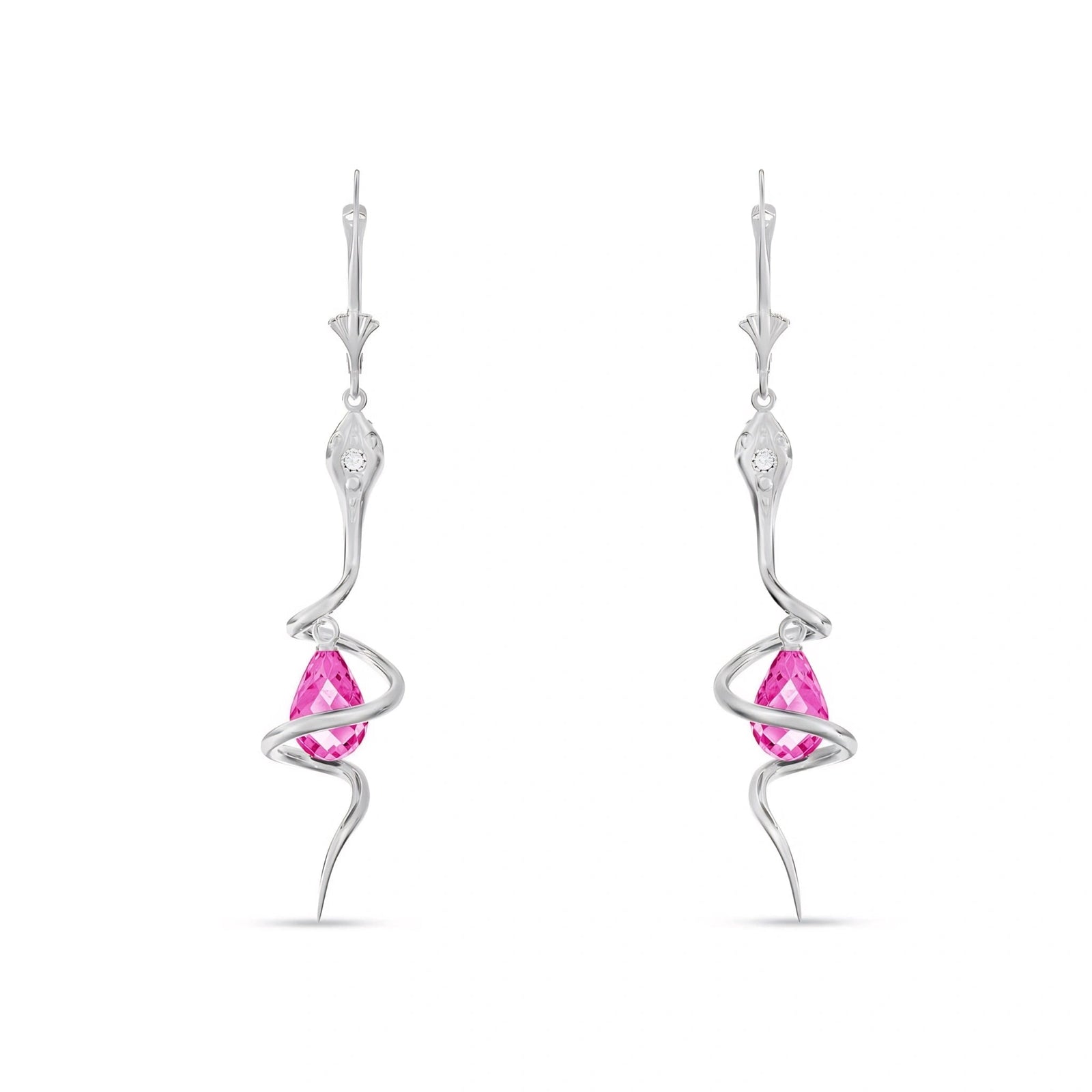 White Gold Earrings Pink Topaz 10K — Gioia