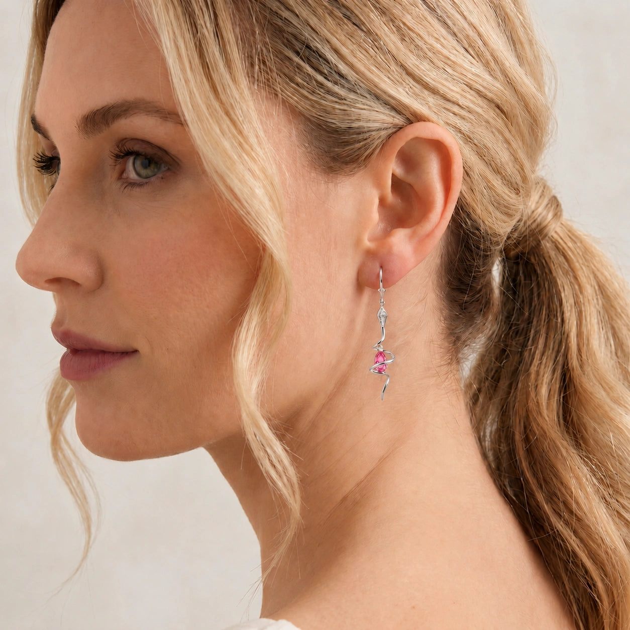White Gold Earrings Pink Topaz 10K — Gioia