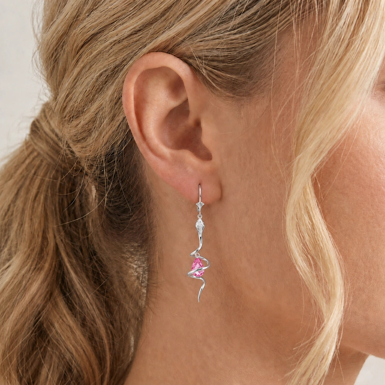 White Gold Earrings Pink Topaz 10K — Gioia