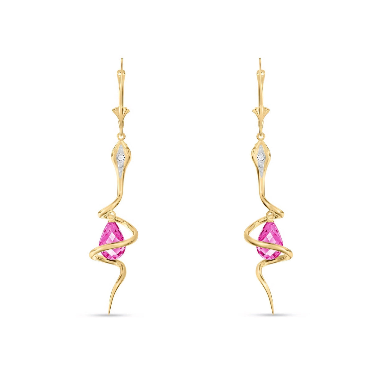 Yellow Gold Earrings Pink Topaz 10K — Gioia