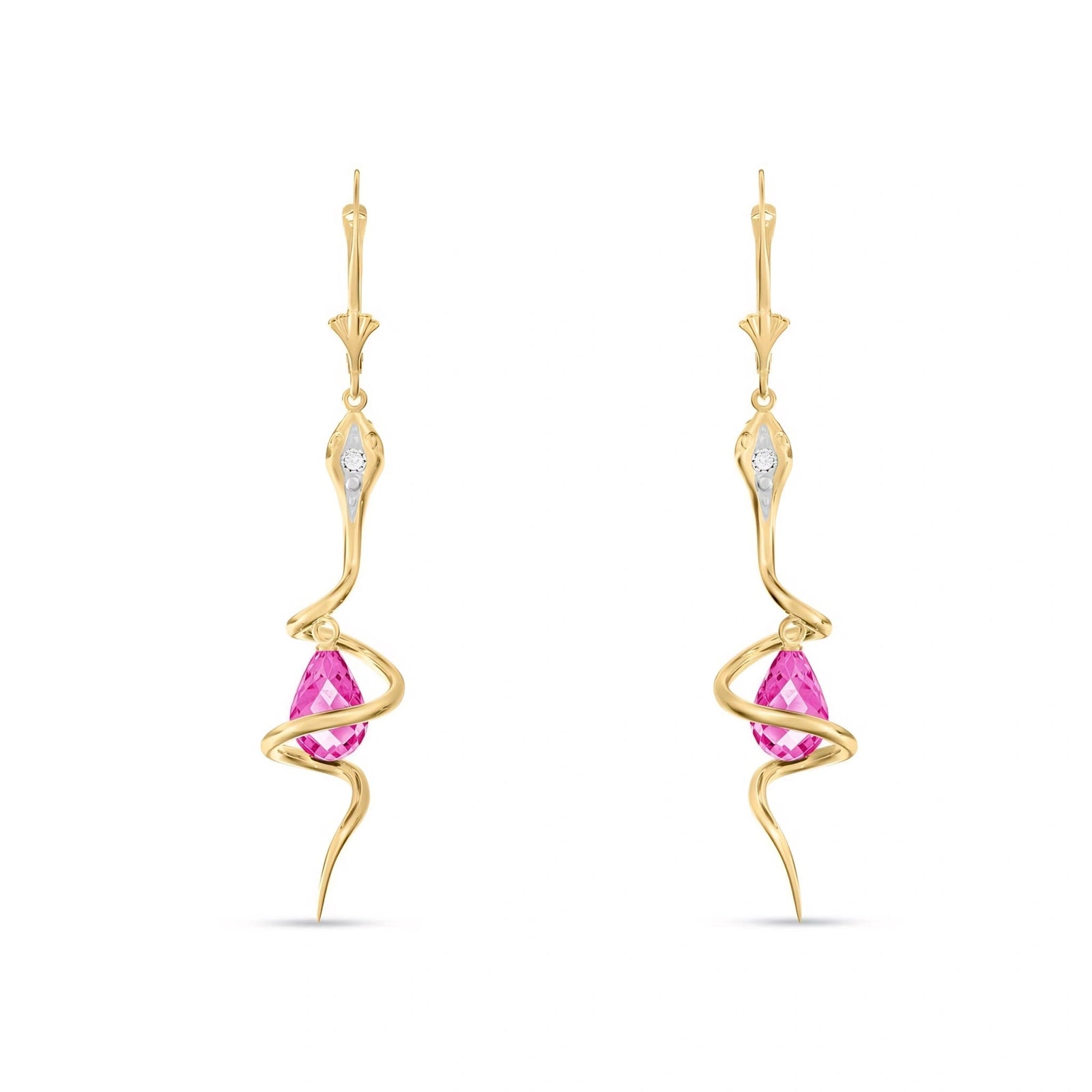 Yellow Gold Earrings Pink Topaz 10K — Gioia