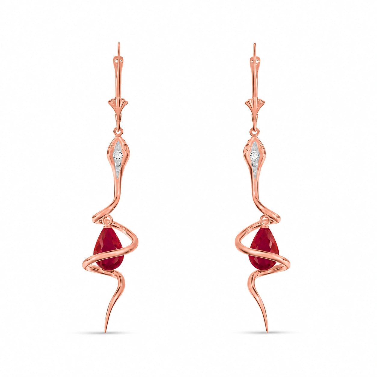 Rose Gold Earrings Ruby 10K — Gioia