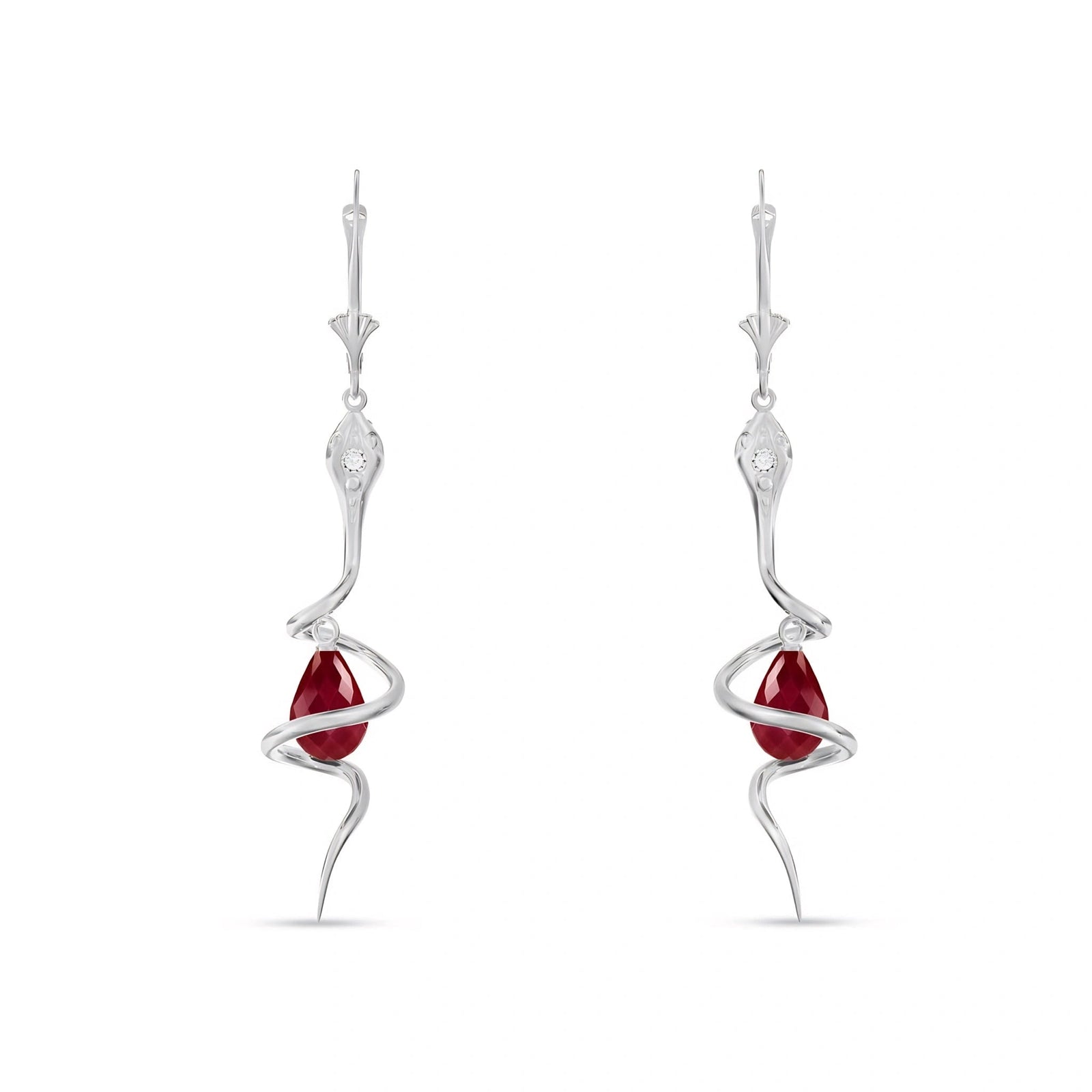White Gold Earrings Ruby 10K — Gioia