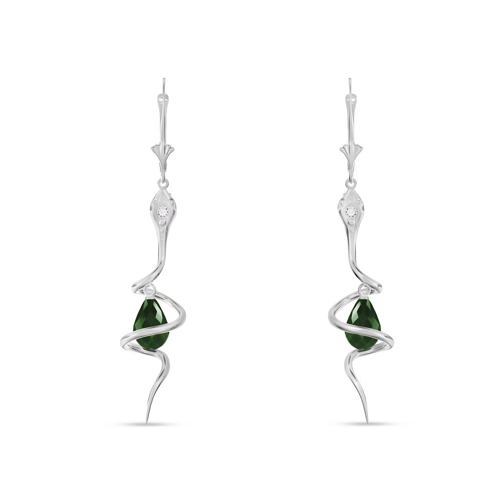 White Gold Earrings Sapphire 10K — Gioia