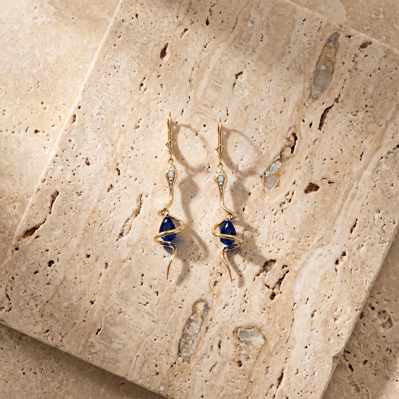 Yellow Gold Earrings Sapphire 10K — Gioia