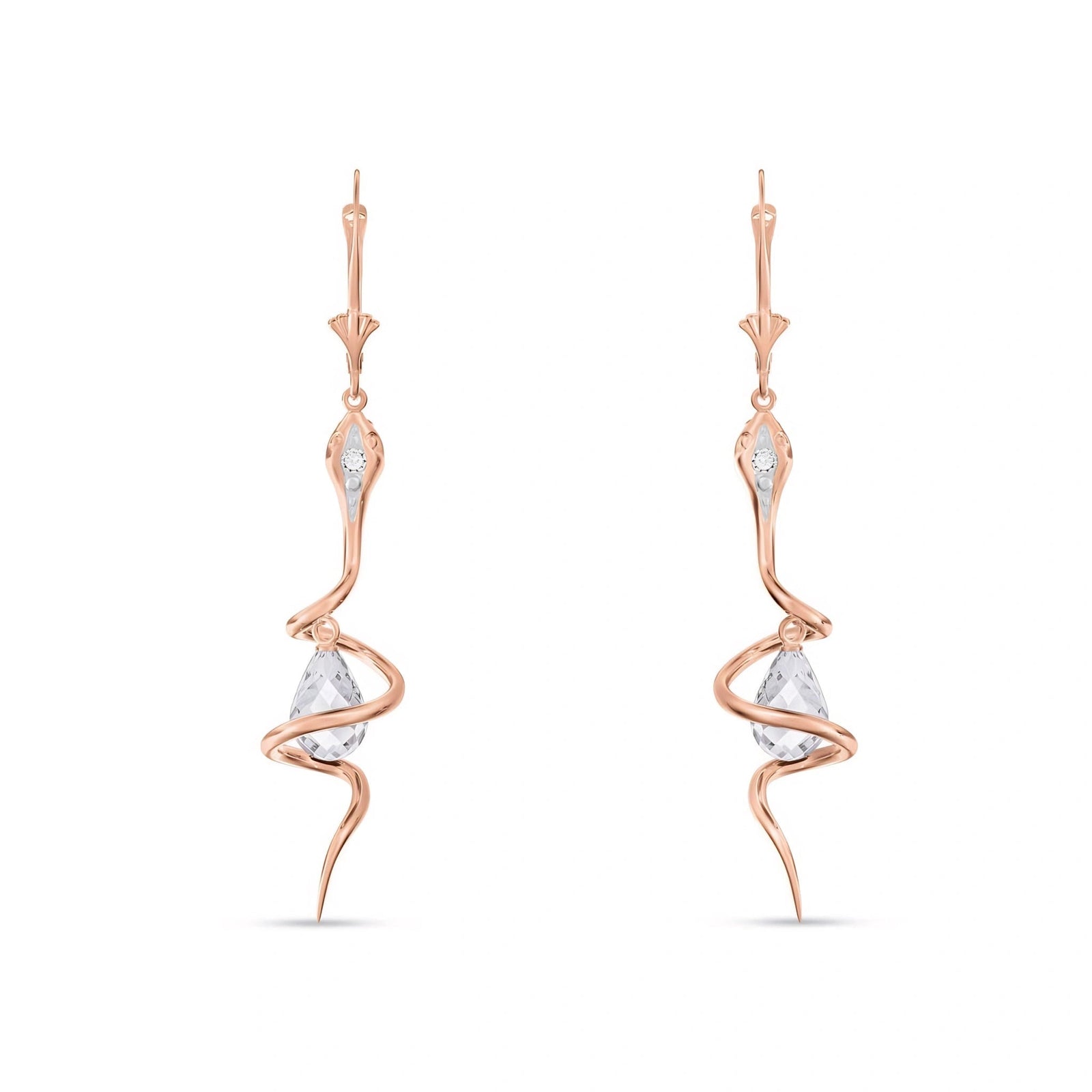 Rose Gold Earrings White Topaz 10K — Gioia