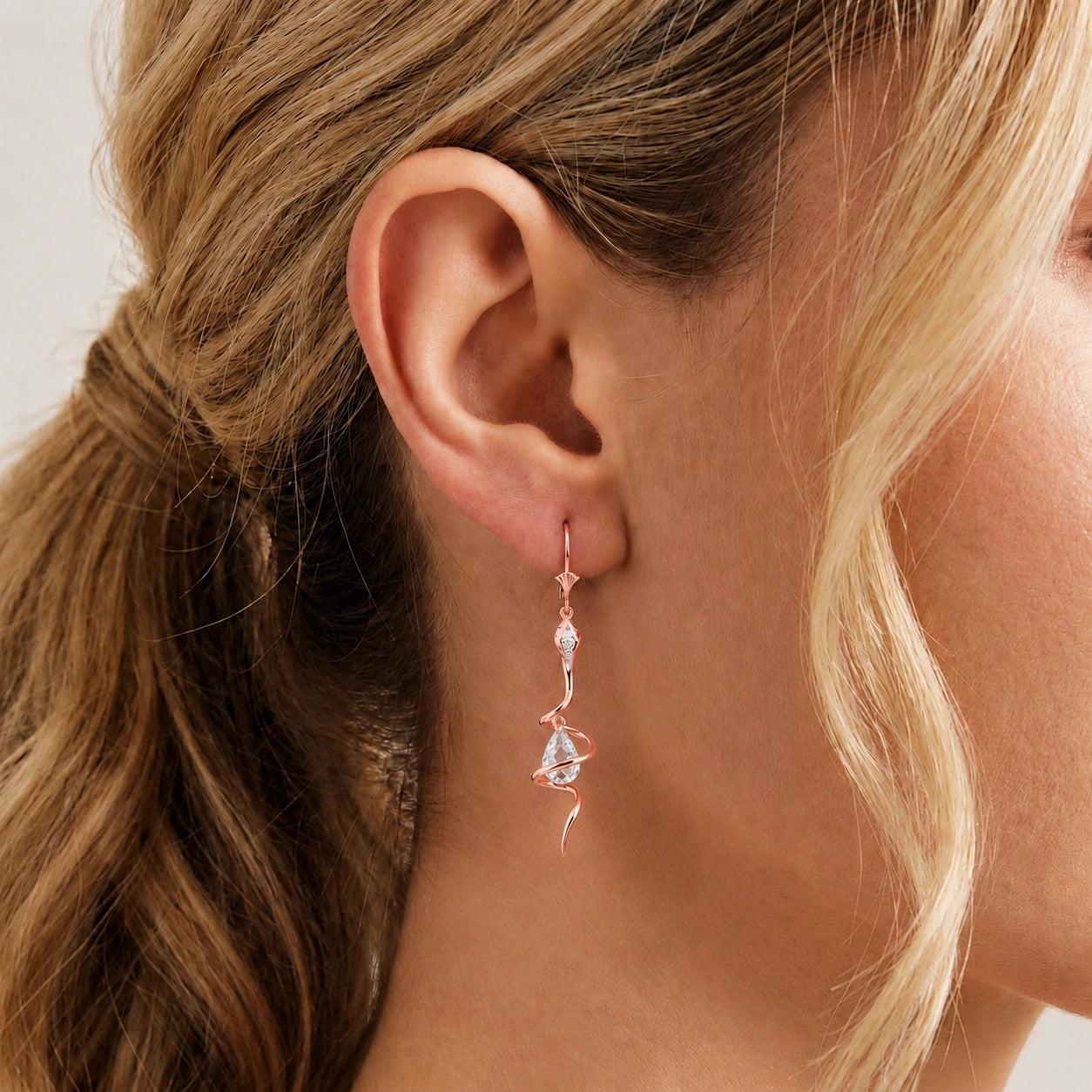 Rose Gold Earrings White Topaz 10K — Gioia