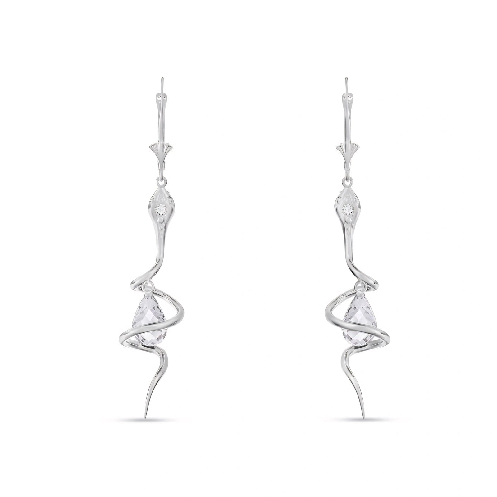 White Gold Earrings White Topaz 10K — Gioia