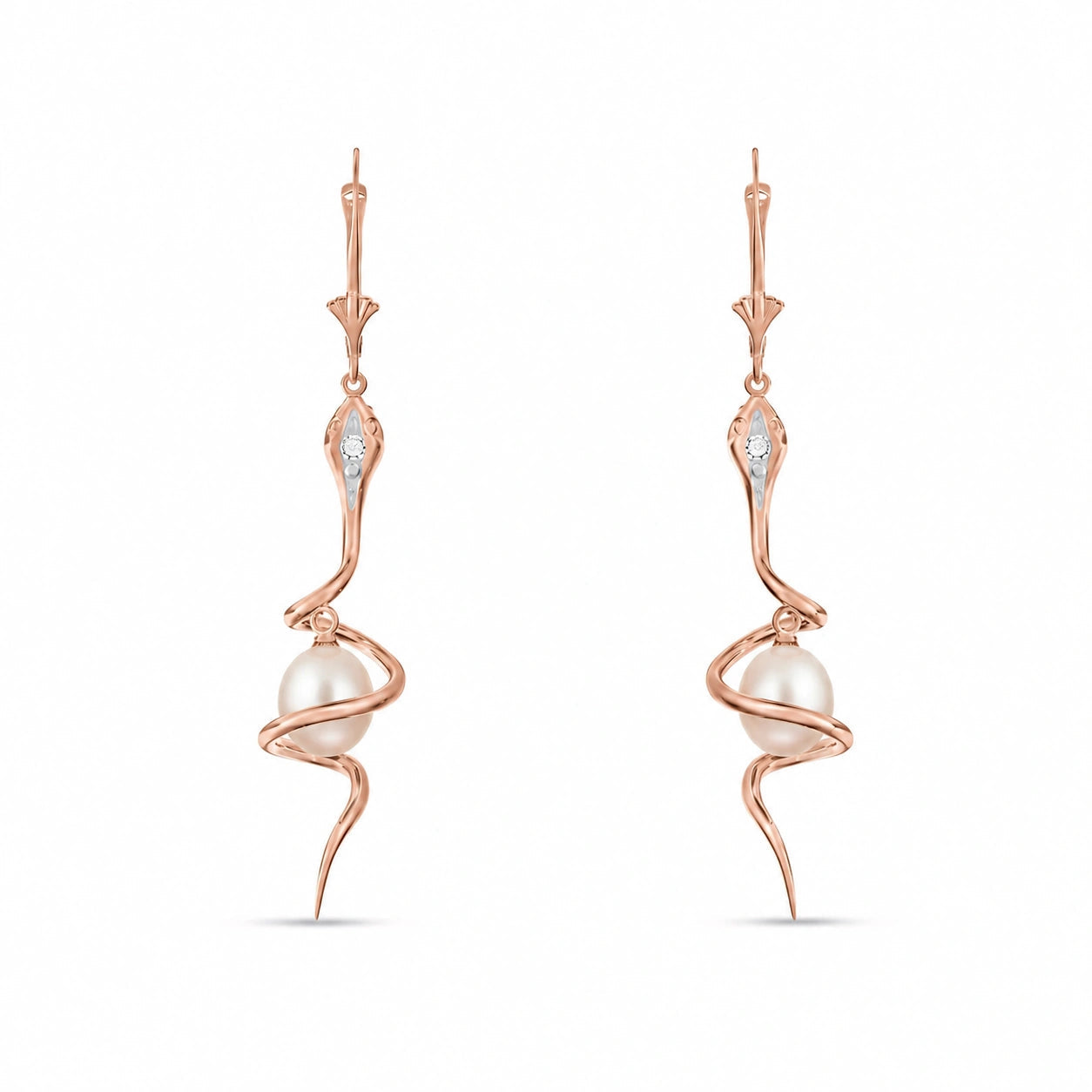 Rose Gold Earrings Pearl 10K — Gioia