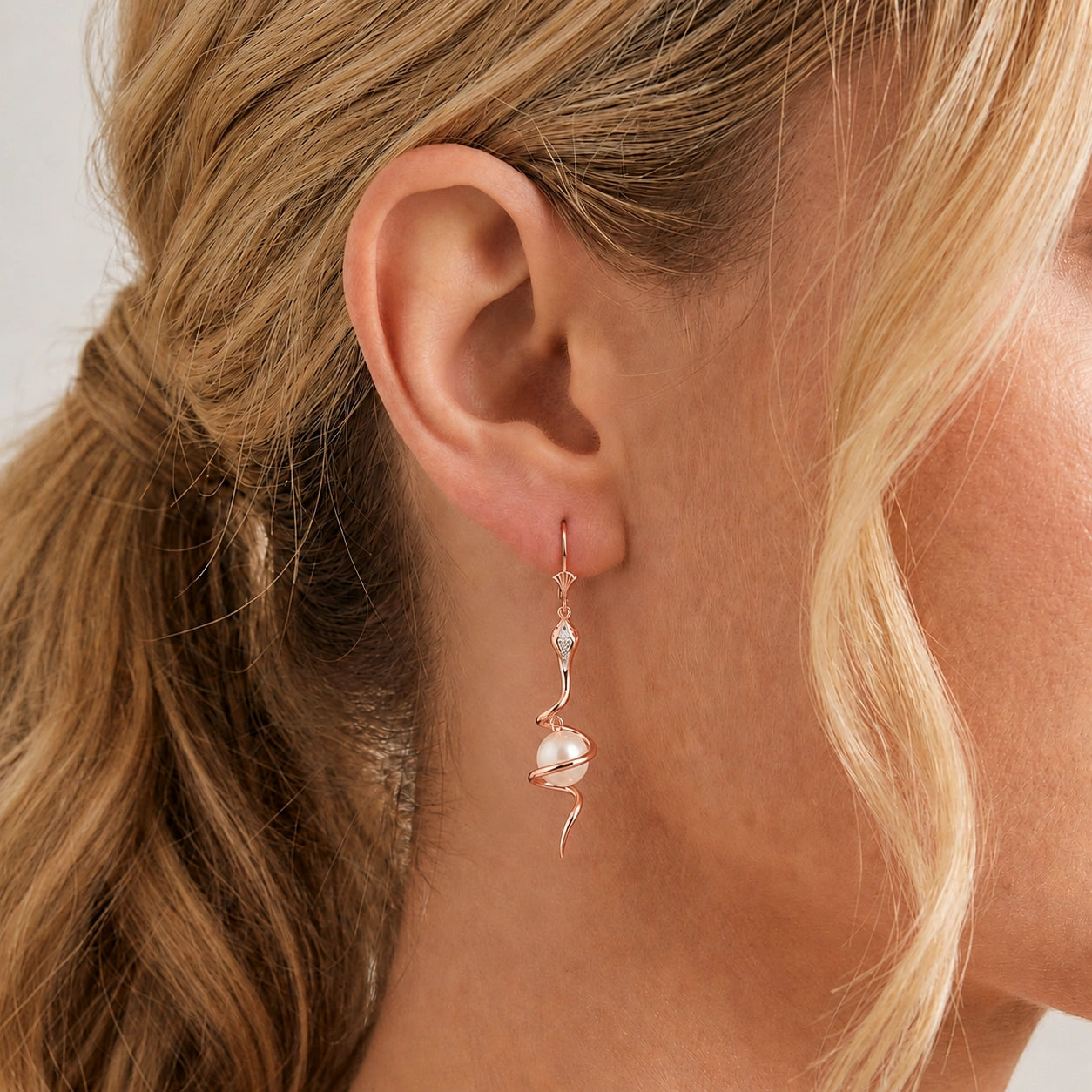 Rose Gold Earrings Pearl 10K — Gioia