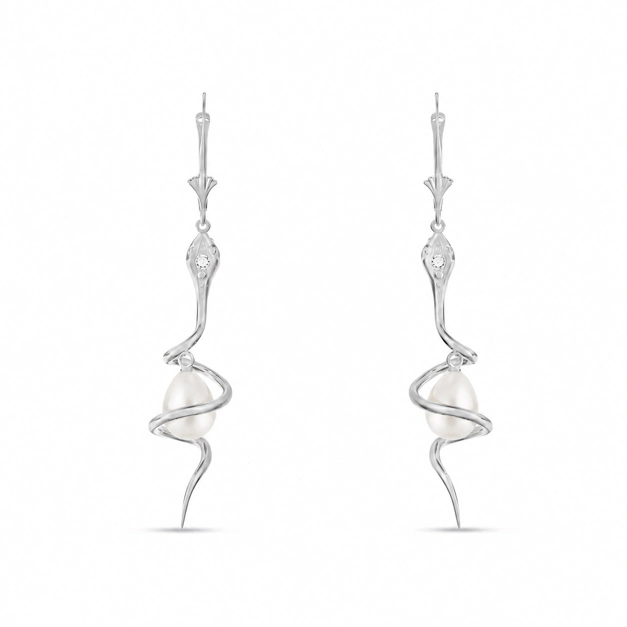 White Gold Earrings Pearl 10K — Gioia