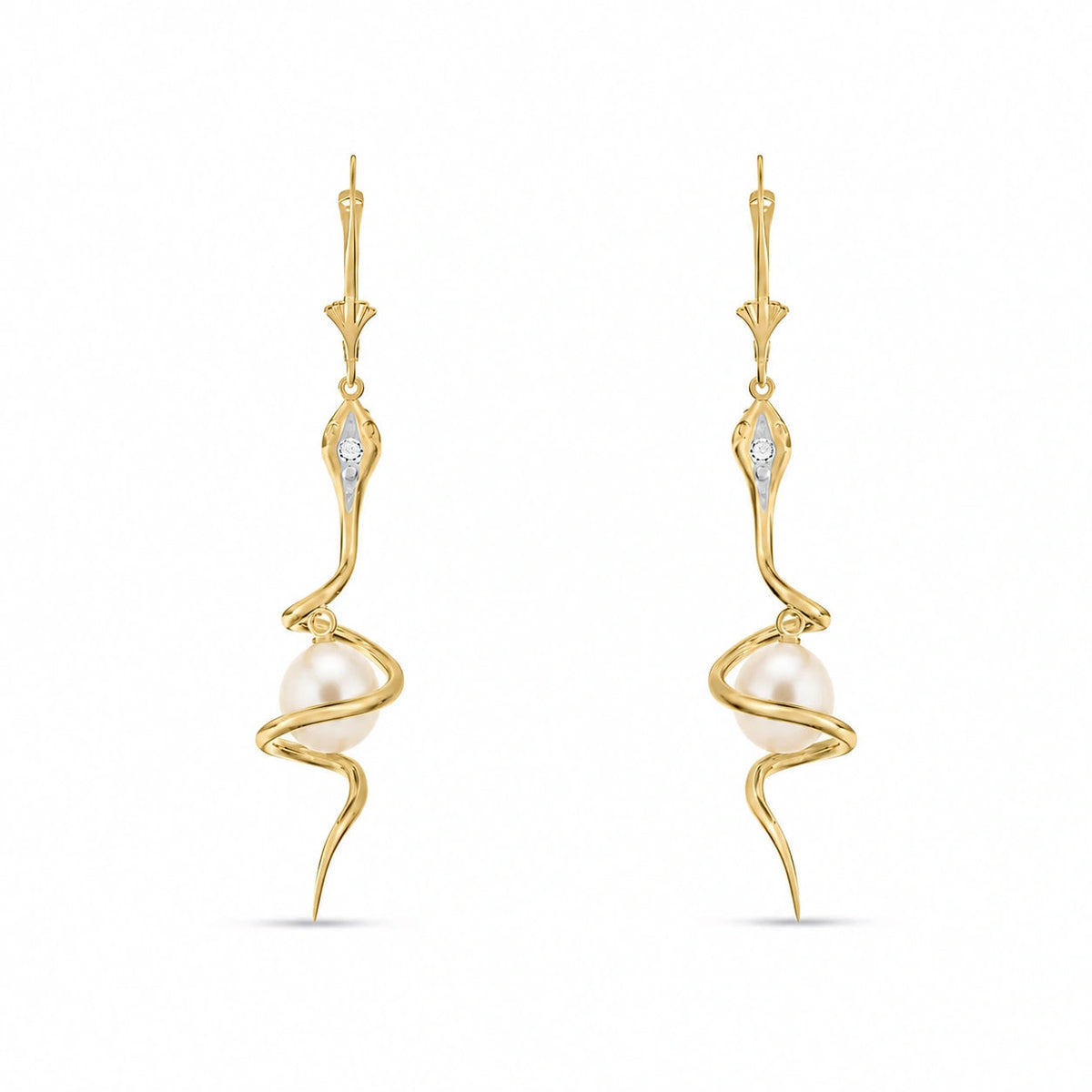 Yellow Gold Earrings Pearl 10K — Gioia