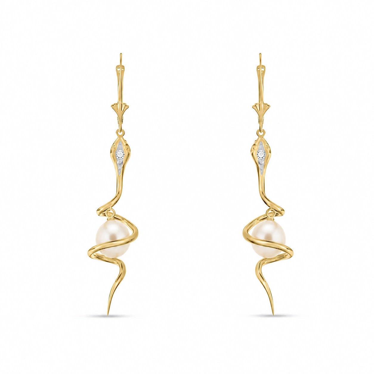 Yellow Gold Earrings Pearl 10K — Gioia