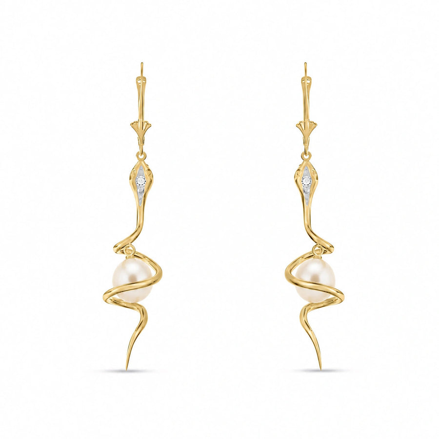 Yellow Gold Earrings Pearl 10K — Gioia