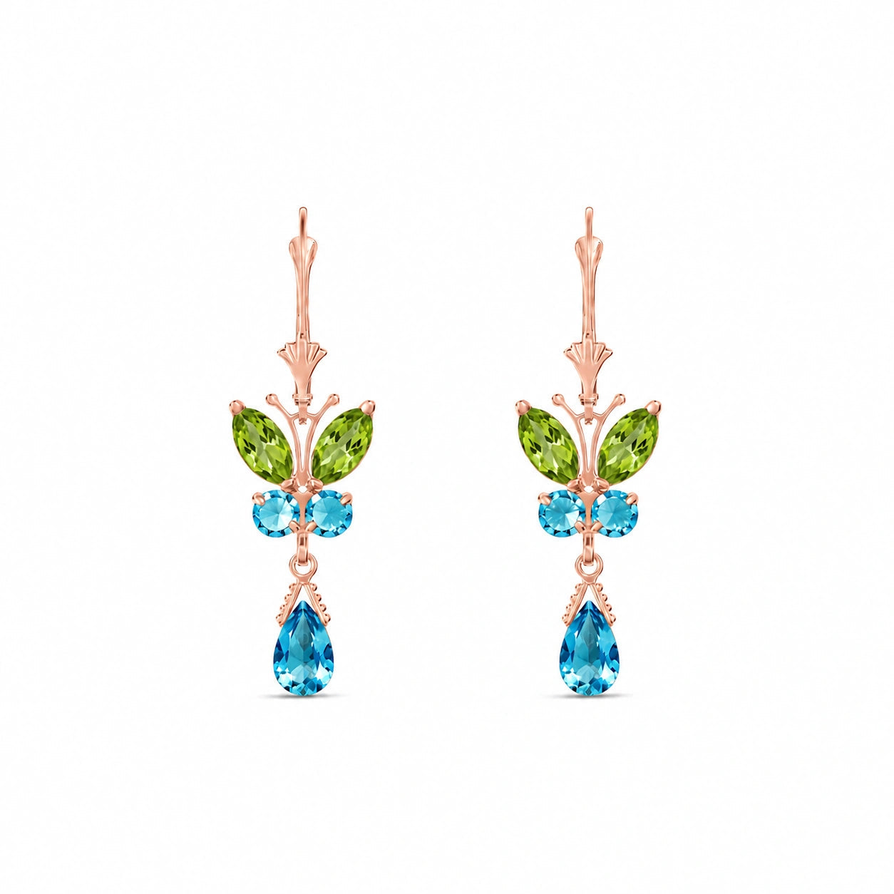 Rose Gold Blue Topaz & Peridot — Mariaflavia