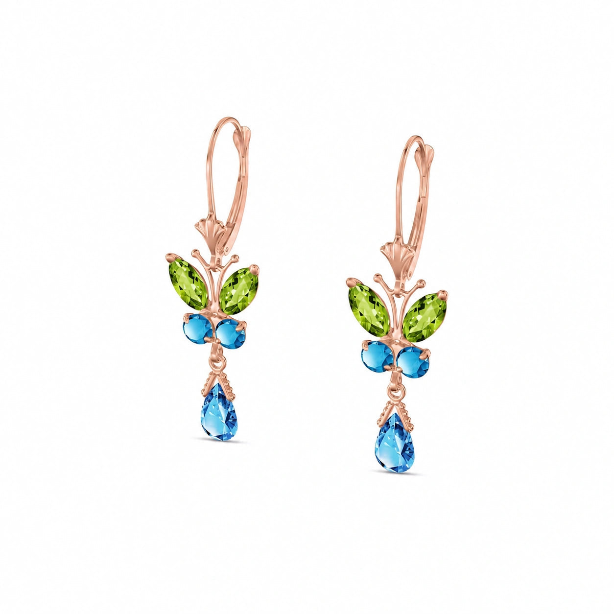 Rose Gold Blue Topaz & Peridot — Mariaflavia
