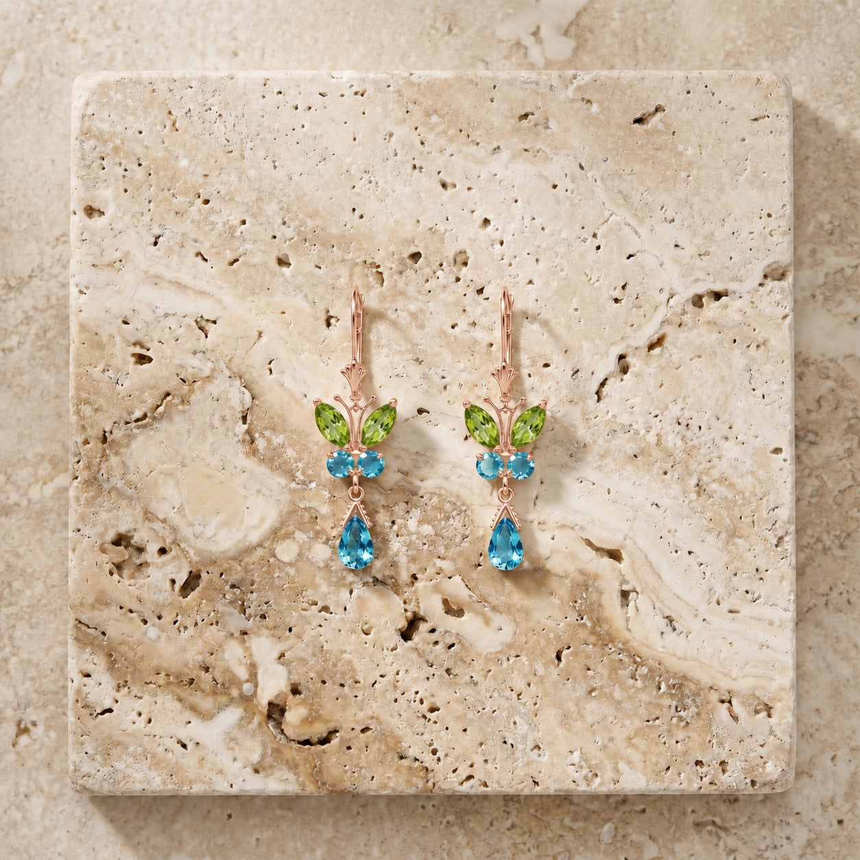 Rose Gold Blue Topaz & Peridot — Mariaflavia