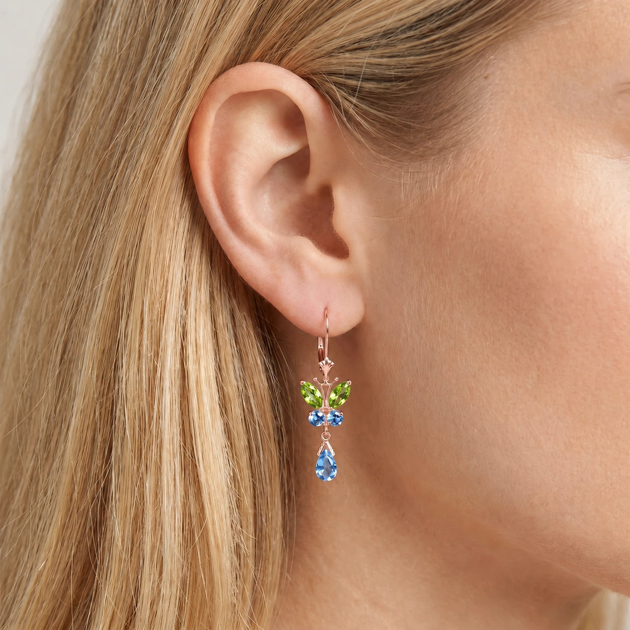 Rose Gold Blue Topaz & Peridot — Mariaflavia