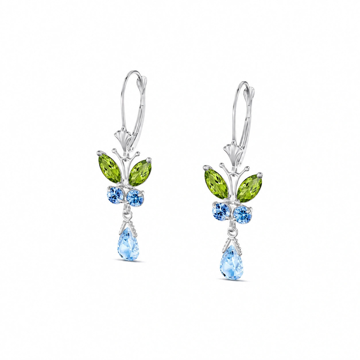 White Gold Blue Topaz & Peridot — Mariaflavia