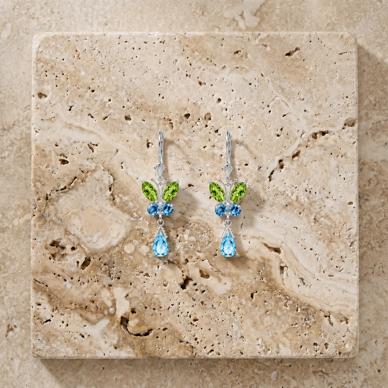 White Gold Blue Topaz & Peridot — Mariaflavia