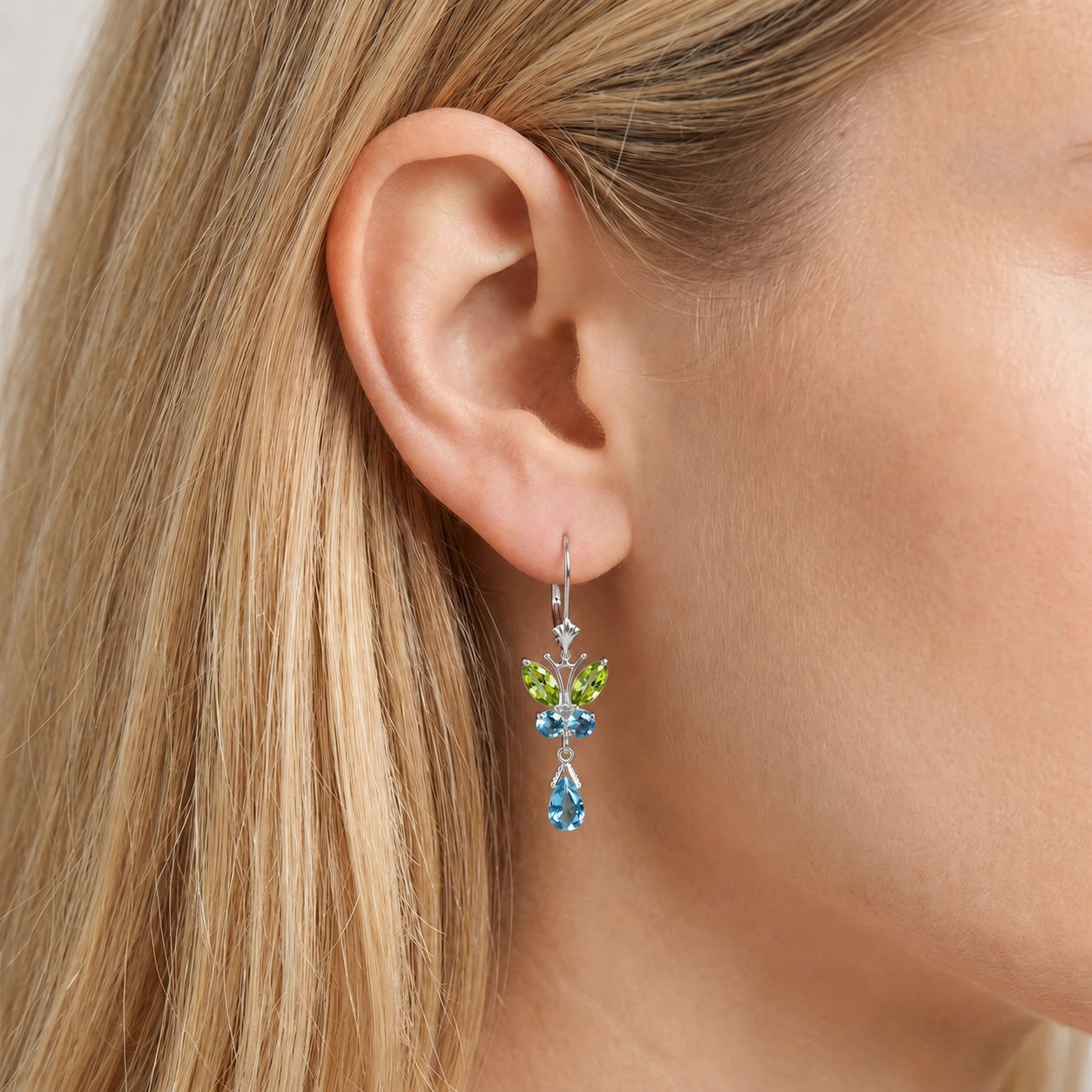 White Gold Blue Topaz & Peridot — Mariaflavia