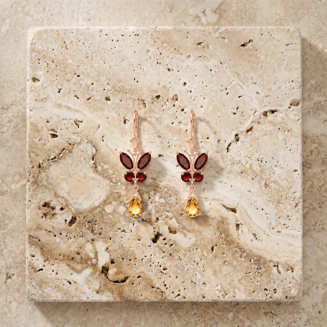 Rose Gold Citrine & Garnet — Mariaflavia