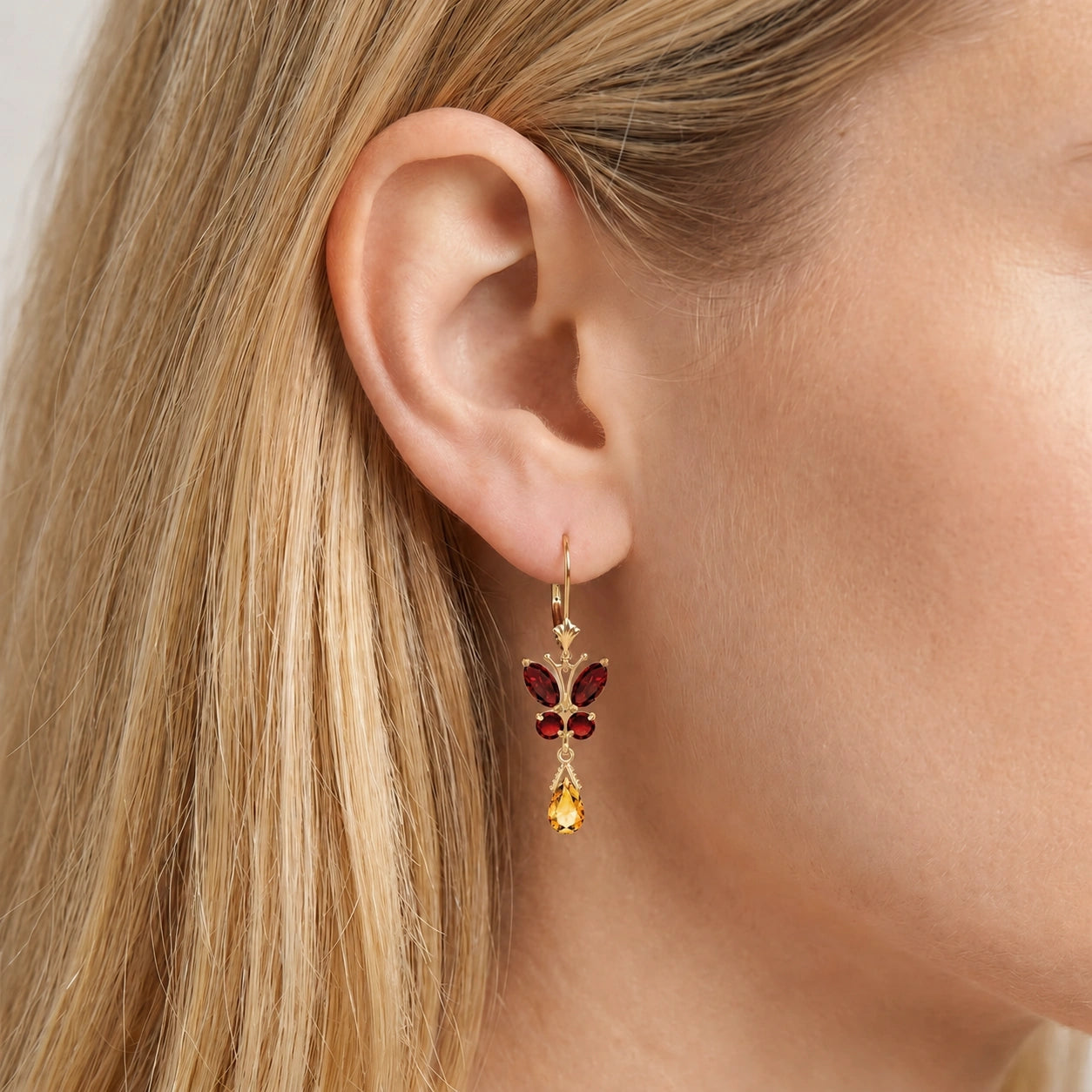 Yellow Gold Citrine & Garnet — Mariaflavia