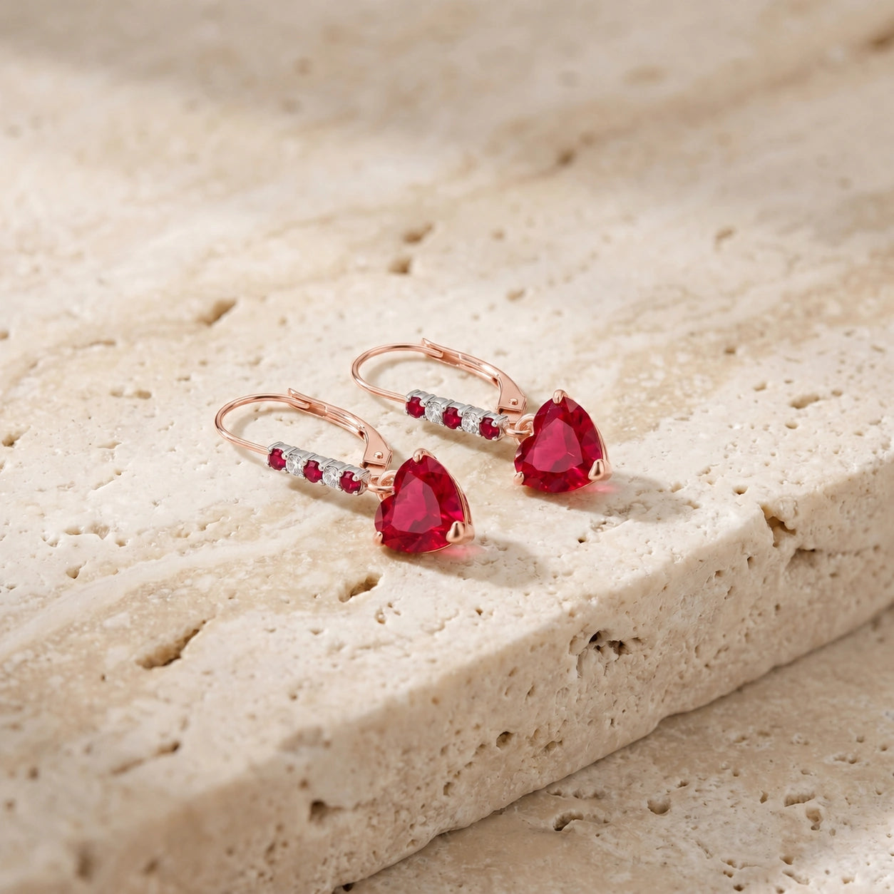 Rose Gold Earrings Ruby 10K — Fabrizia