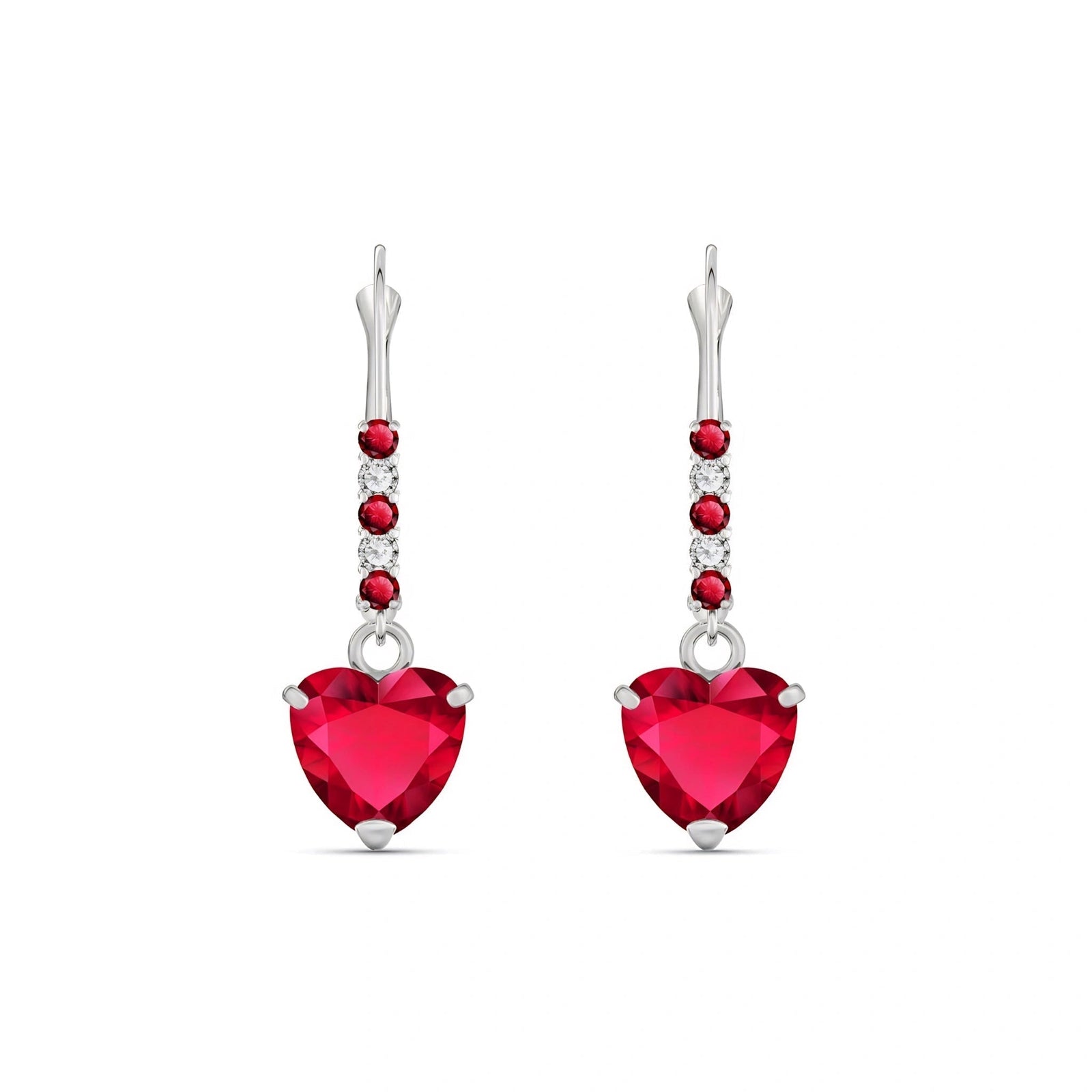 White Gold Earrings Ruby 10K — Fabrizia