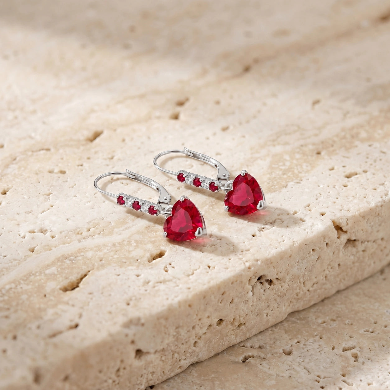 White Gold Earrings Ruby 10K — Fabrizia