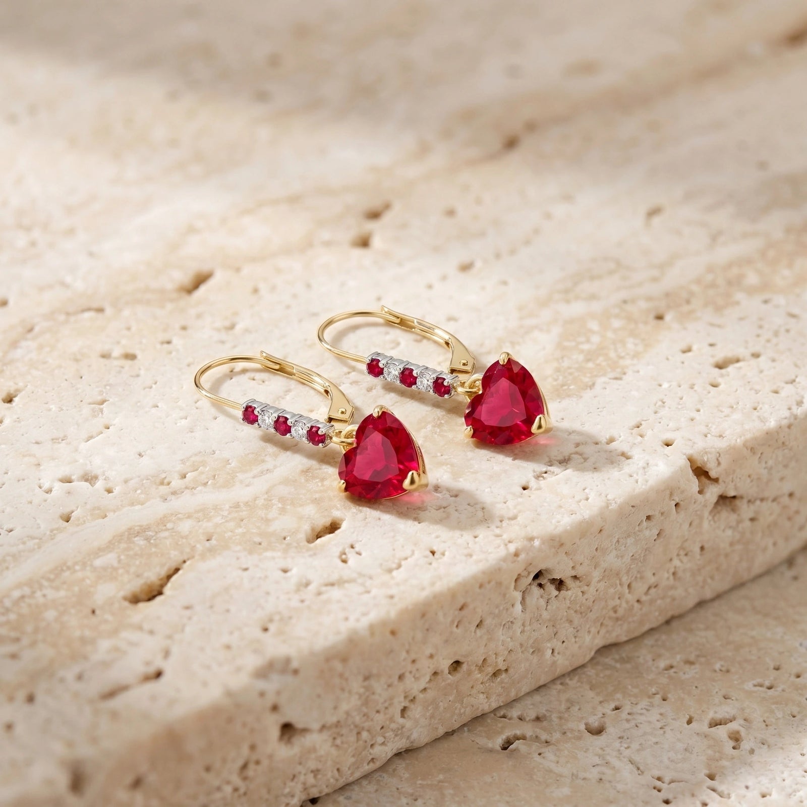 Yellow Gold Earrings Ruby 10K — Fabrizia