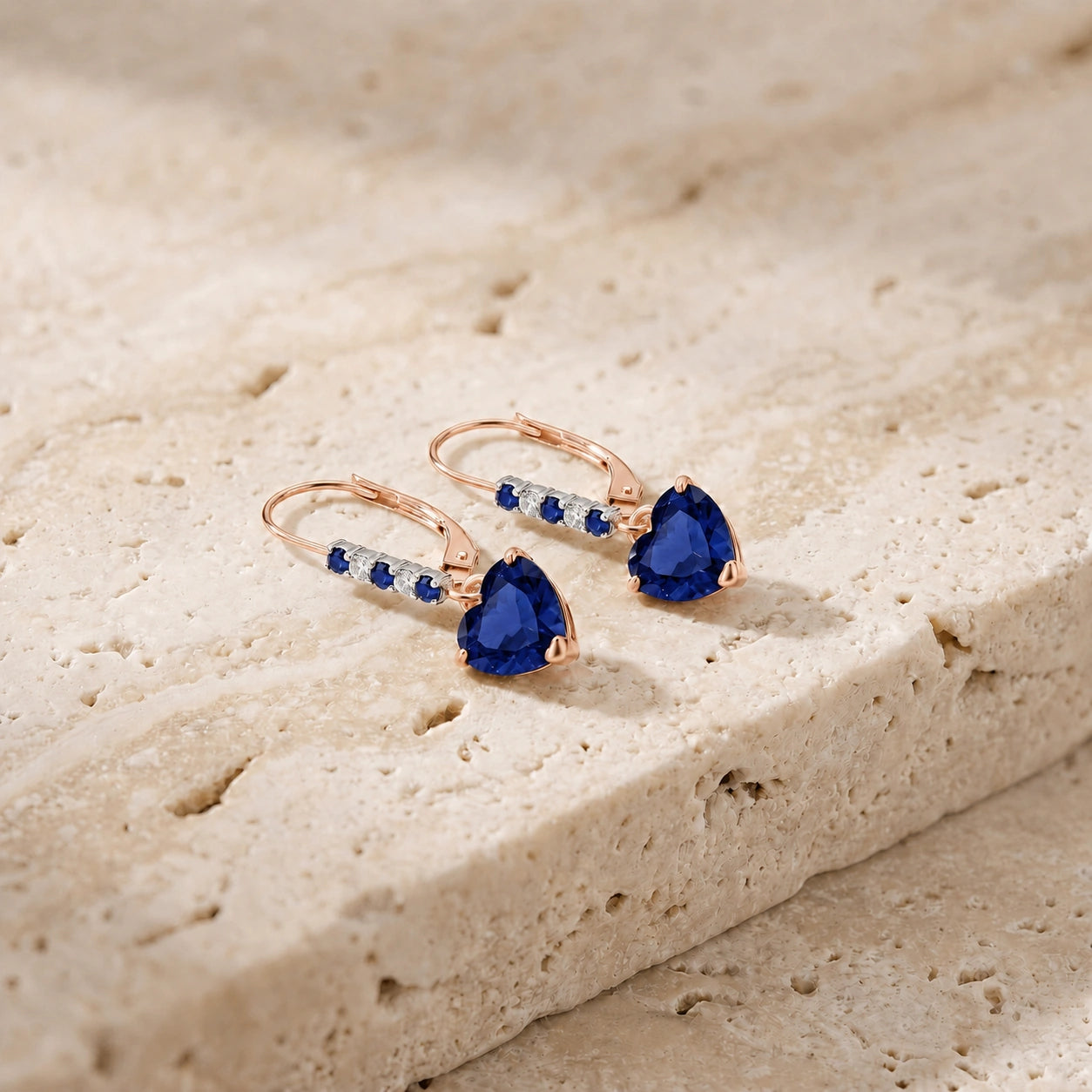 Rose Gold Earrings Sapphire 10K — Fabrizia
