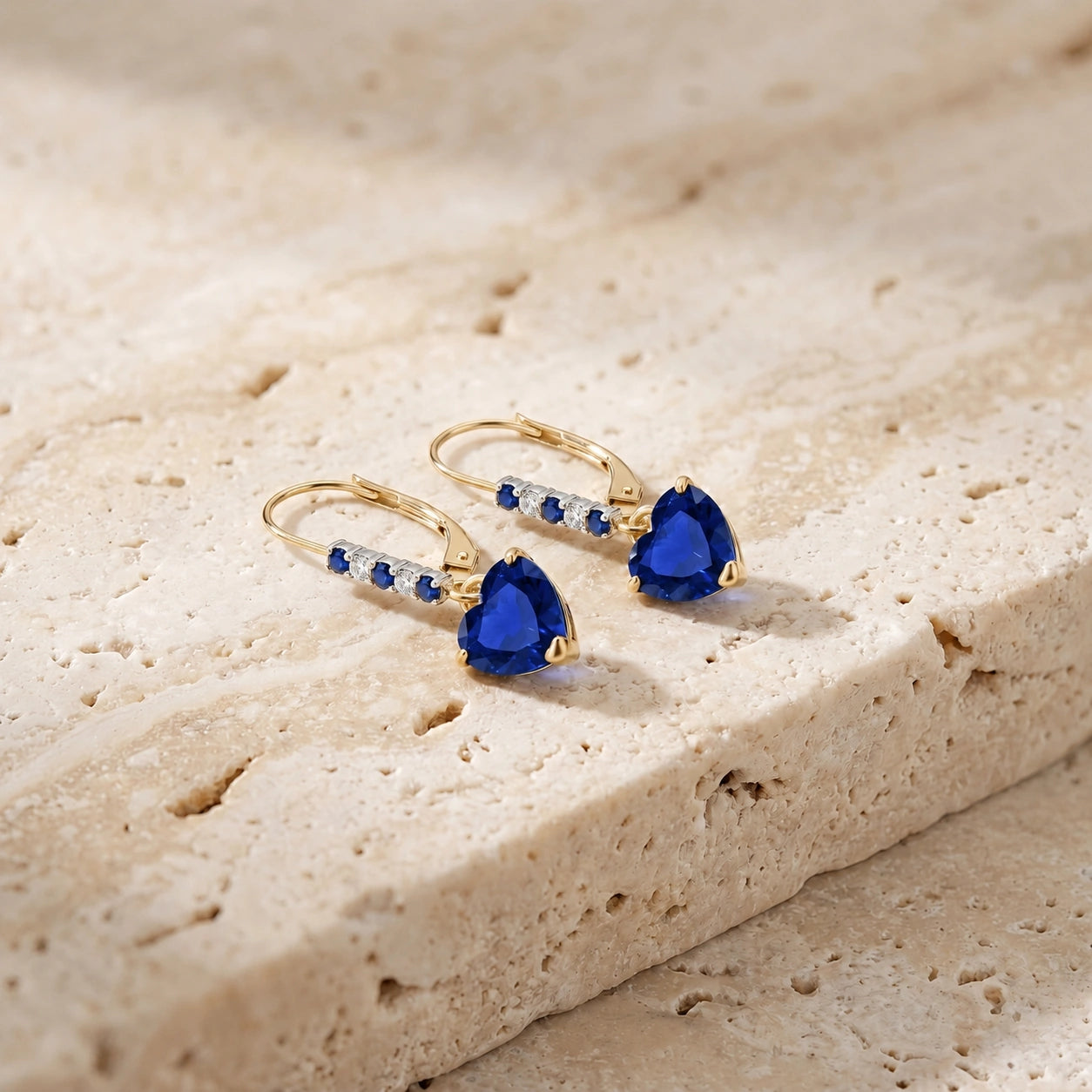 Yellow Gold Earrings Sapphire 10K — Fabrizia