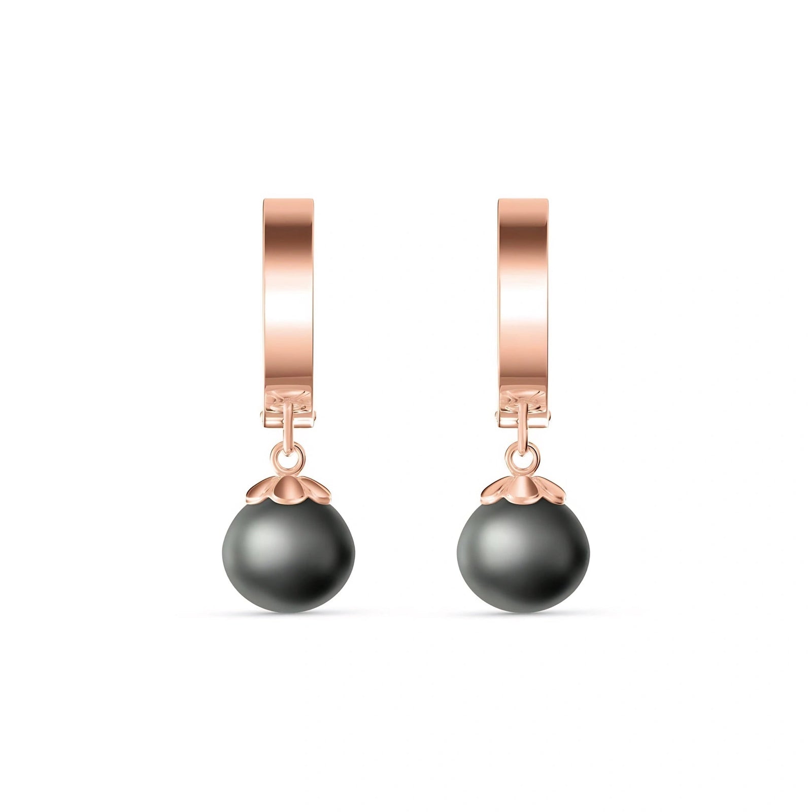 Rose Gold Charm Earrings Pearl 10K — Giovannina