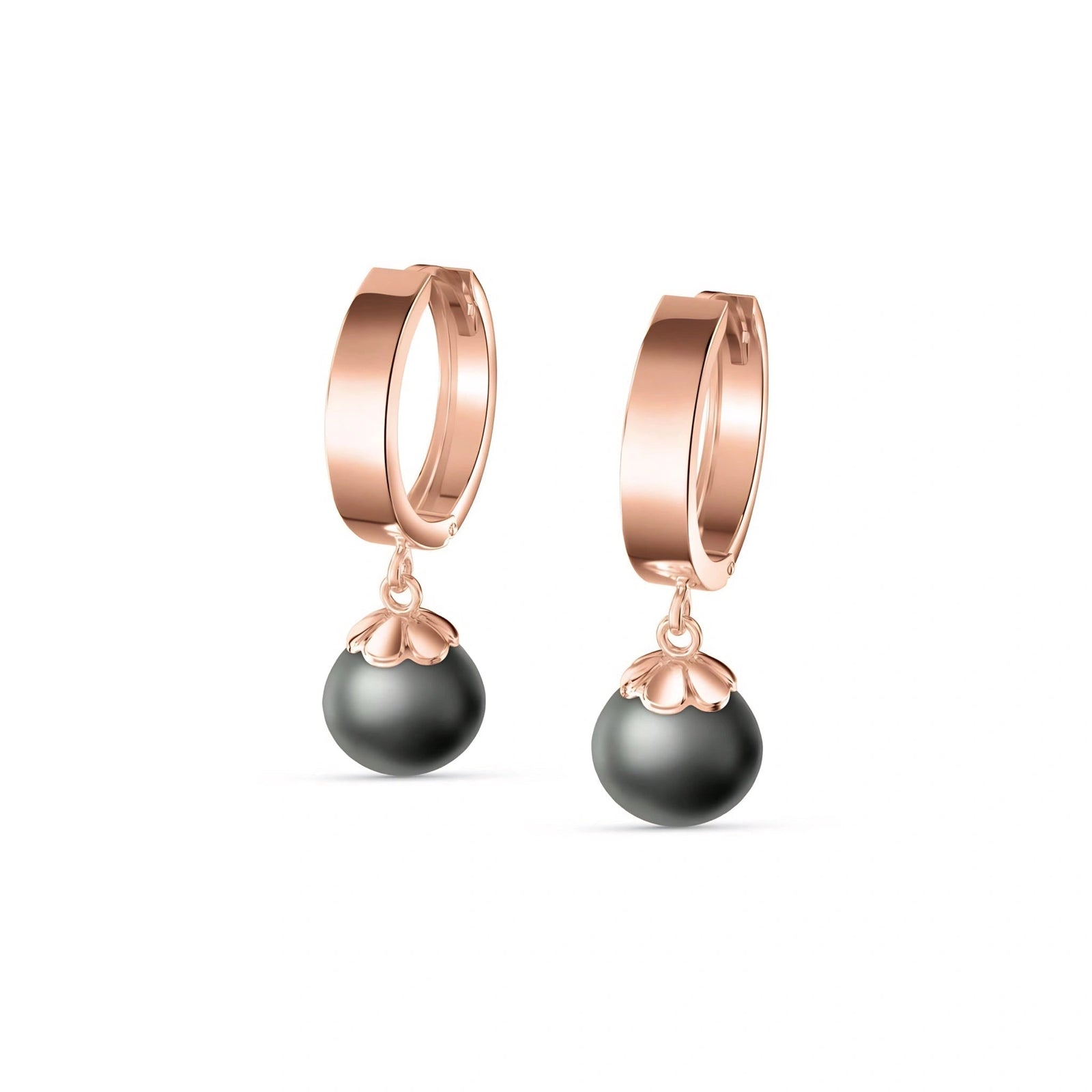 Rose Gold Charm Earrings Pearl 10K — Giovannina